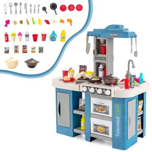 Play Kitchen Set 67 PCS Kitchen Toy For Kids W/Food &Realistic Lights & Sounds - Lot 7354