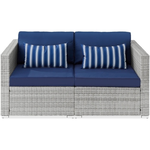 2-Person Outdoor Patio Loveseat Sofa Couch w/ 2 Accent Pillows - Lot 7430