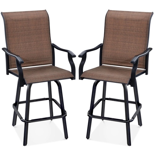 Set of 2 Swivel Barstools w/ 360 Rotation, All-Weather Mesh - Lot 7443