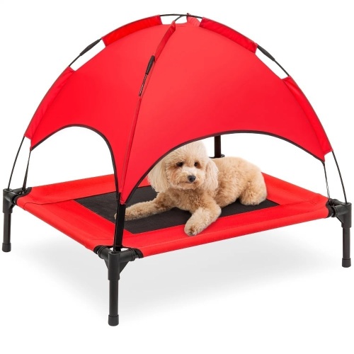 Elevated Cooling Dog Bed, Outdoor Pet Cot w/ Canopy, Carry Bag - Lot 7494