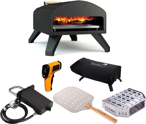 Bertello Outdoor Pizza Oven Everything Bundle - Gas + Wood - Lot 7394
