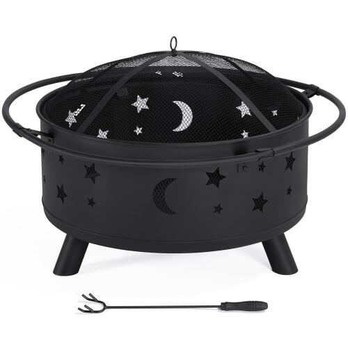 Yaheetech Fire Pit Set Iron Bowl Including Poker Mesh Cover For Backyard Wood Burning Heater - Lot 7467