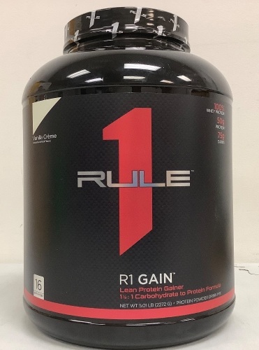 RuleOne R1 Gain Vanilla Creme Whey Protein, New, Sold As-is - Lot 125
