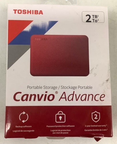 Toshiba Canvio Advance Portable Storage 2 TB, Appears New, Sold As-is - Lot 134
