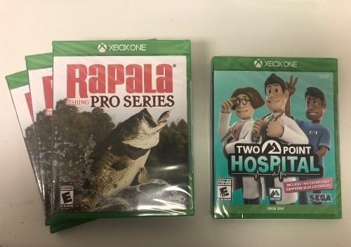 Lot of (4) Xbox One Games, 3 Rapala Fishing, 1 Two Point Hospital, New, Sold as is - Lot 216