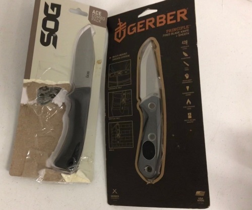 Lot of (2) SOG Ace Fixed Blade Knife and Gerber Principle Folding Knife, E-Comm Return, Sold As-is - Lot 259