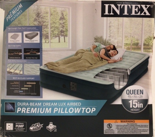 Intex Dura-Beam Premium Pillowtop 15" Queen Air Mattress, E-Comm Return, Sold As-is - Lot 299