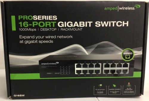 Lot of (2) Amped Wireless ProSeries 16-Port Gigabit Switch, Appears New, Sold As-is - Lot 396