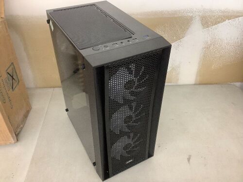 Aura Gaming Computer Case with 4 Fans, Magnetic Dust Covers, Tempered Glass Side - Not in Original Box - Lot 81