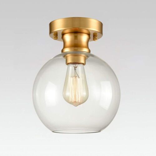 AXILAND Gold Ceiling Light Fixture Flush Mount with Globe Glass Shade - Lot 200