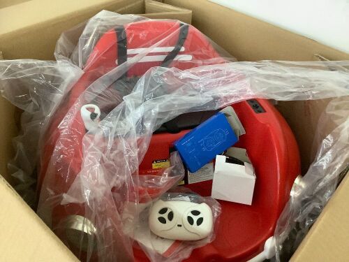 6V Kids Ride On Bumper Car Toy w/ Remote, Harness, Lights, 360 Degree Spin - Broken Joysticks - Lot 267
