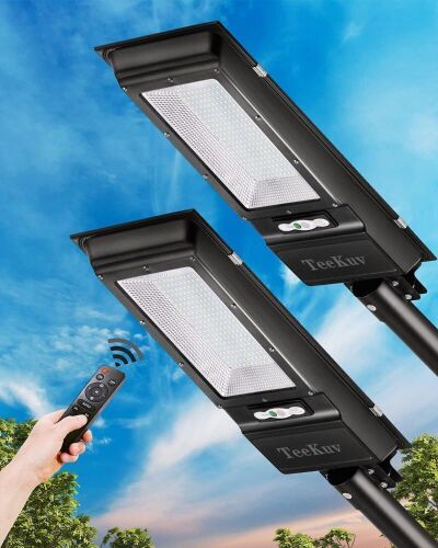 200 LEDs Solar Dusk to Dawn Motion Street Light 1000W 80000LM IP65 Waterproof, Set of 2  - Lot 534