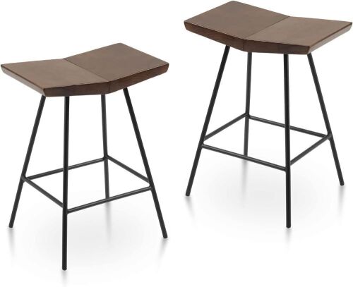 Aodrova Counter Height Wood Bar Stools with Concave Seat, Set of 2  - Lot 583
