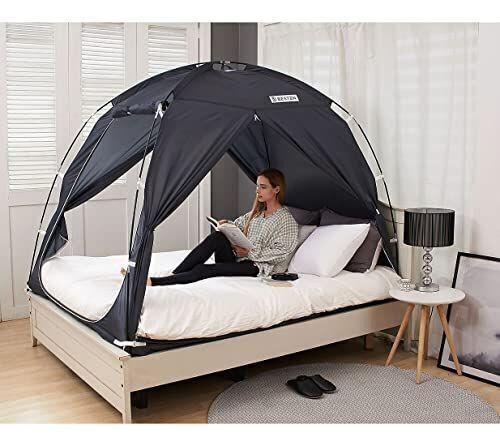 BESTEN Floorless Indoor Bed Tent for Full/Queen Bed, Charcoal - Lot 248