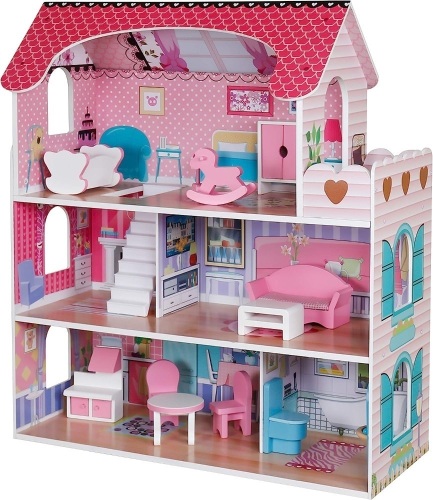 PIDOKO KIDS Wooden Dollhouse with Furniture  - Lot 598