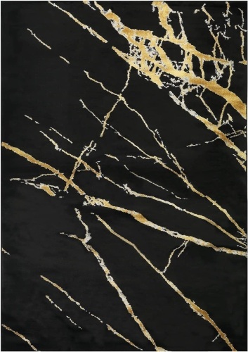 Antep Rugs Babil Gold Marble Abstract Modern Indoor Area Rug, 6'7" x 9' - Lot 566