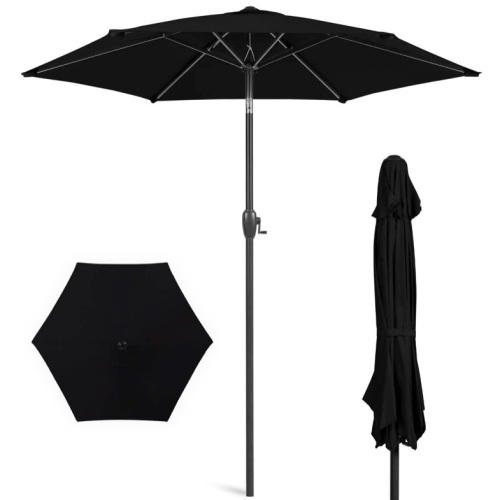 Outdoor Market Patio Umbrella w/ Push Button Tilt, Crank Lift - 7.5ft  - Lot 432