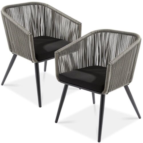 Set of 2 Indoor Outdoor Woven Wicker Patio Dining Chairs, 250lb Capacity - Lot 41