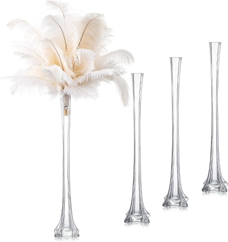 Glasseam 20" Tall Skinny Eiffel Tower Glass Vase, Set of 4 - Lot 305