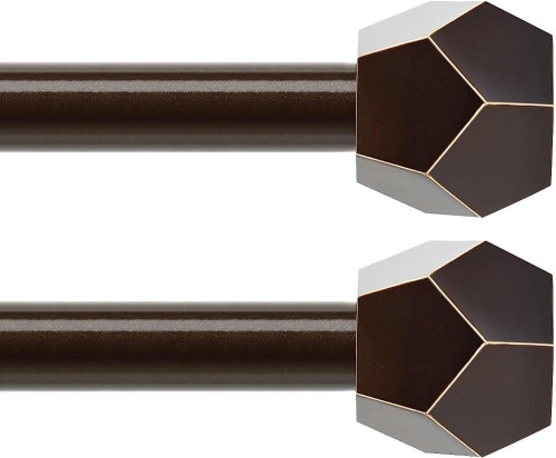 TONIAL 48-86" Curtain Rods with Geometric Faceted Finial, Bronze   - Lot 441