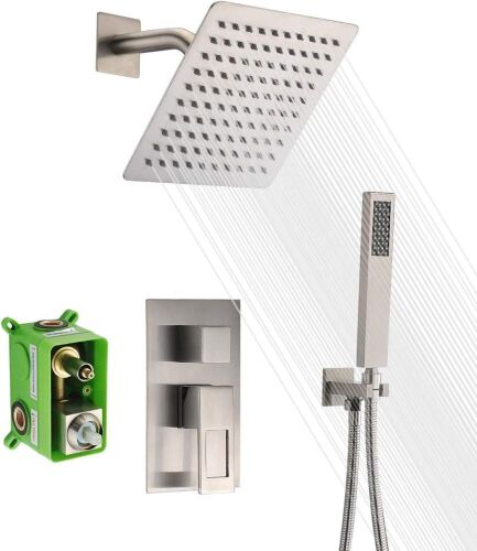 SUMERAIN 8" Rainfall Shower Faucet Brushed Nickel, Rough-in Valve Included  - Lot 336