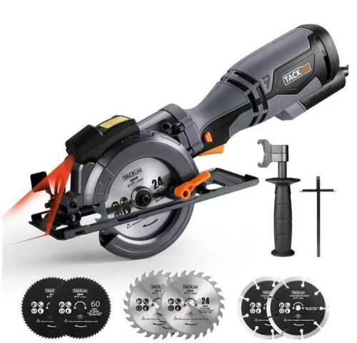 TACKLIFE 5.8A Corded Electric Circular Saw with 6 Saw Blades and Laser Guide, Max Cutting Depth 1-11/16'' (90°), 1-3/8'' (45°) - Lot 196