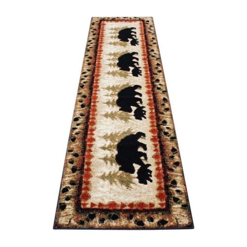 Masada Rugs Cabin/Lodge Theme Runner Rug with Bear and Cub Scene, 2' x 7.3'  - Lot 290