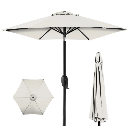 Outdoor Market Patio Umbrella w/ Push Button Tilt, Crank Lift - Lot 7529