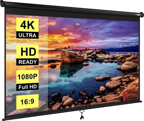 VIVOHOME 100 Inch Manual Pull Down Projector Screen - Lot 7552