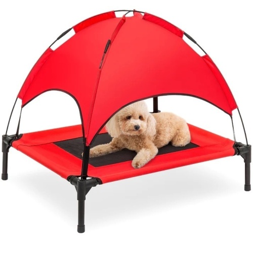 Elevated Cooling Dog Bed, Outdoor Pet Cot w/ Canopy, Carry Bag - 30in - Lot 7711