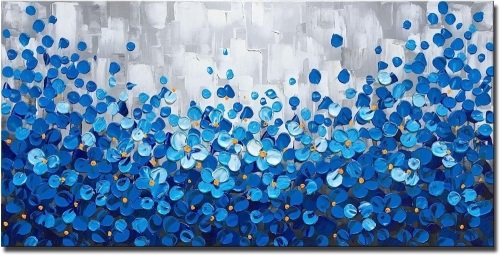 MyArton Textured Blue Flowers Canvas Wall Art - Lot 7717