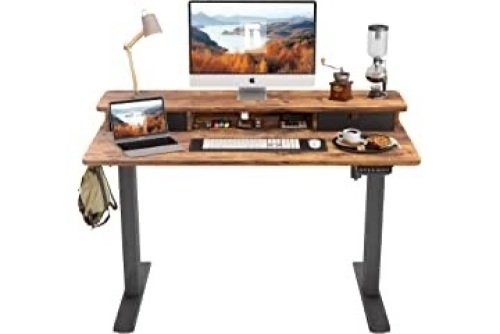 Over Desk Height Adjustable Desk with Monitor Riser(36 Inches-White) - Lot 49