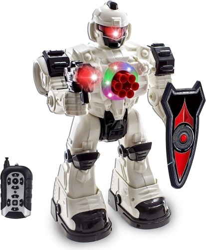 WolVolk 10 Channel Remote Control Robot Police Toy with Flashing Lights and Sounds - Lot 246