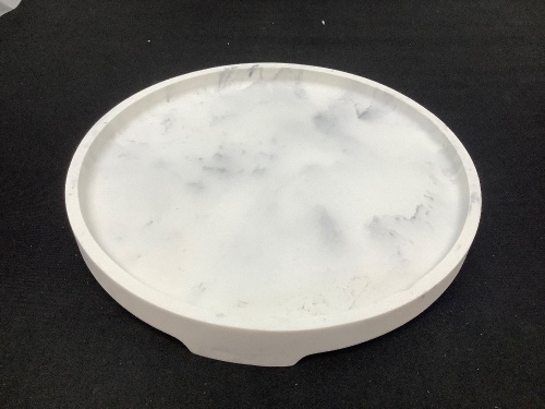 White Marble Patterned Vanity Tray with Feet - Lot 275