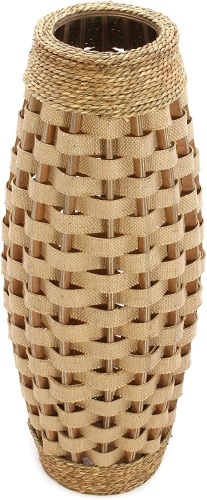 Hosley's 24" High Wood and Grass Floor Vase - Lot 145