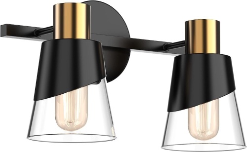 URSOLA Bathroom Light Fixture Over Mirror 13 inch Black and Gold - Lot 207