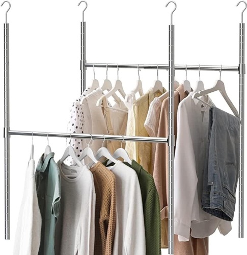 Simple Houseware 2pk Closet Hanging Rod,(Chrome) - Lot 299