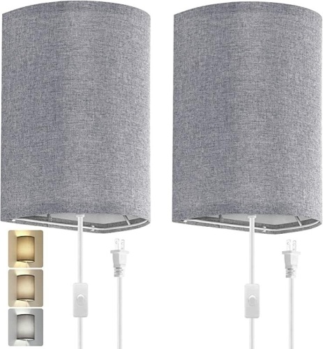 Pack(2) Wall Scones For Bedroom Hallway Grey - Lot 228
