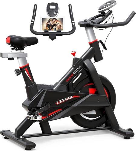 LABODI Stationary Cycling Bike With LCD Monitor, Comfortable Seat Cushion - Lot 159