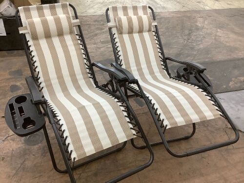 Set of 2 Adjustable Zero Gravity Patio Chair Recliners w/ Cup Holders  - Lot 236