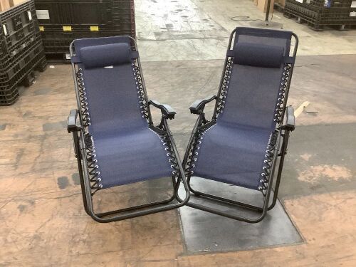 Set of 2 Adjustable Zero Gravity Patio Chair Recliners w/ Cup Holders  - Lot 262