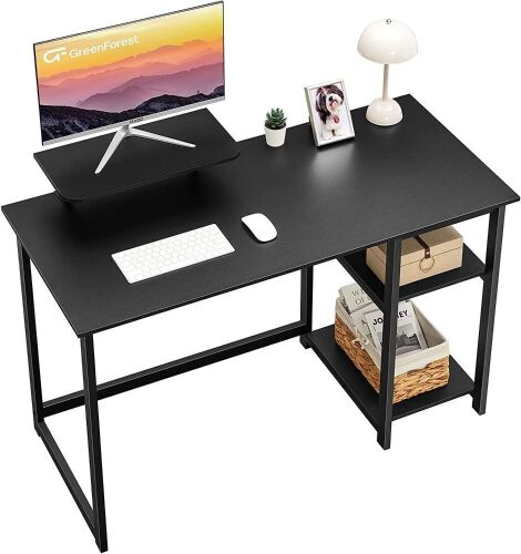 GreenForest Computer Desk with Monitor Stand and Reversible Storage Shelves, 39 inch   - Lot 354