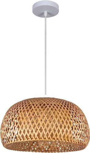 Hand Woven Bamboo Pendant Light, 17.72 in  - Lot 157