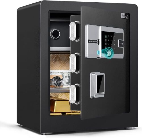Marcree Biometric Fingerprint Safe Box with Combination Lock and Voice Prompt and Dual Warning and Private Inner Cabinet - Lot 155