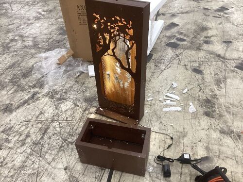 AXOSO Floor Standing Fountain Raining LED Lights Hollow Carved Natural Forest 48.4 Inch Tall - Unknown if Complete  - Lot 463