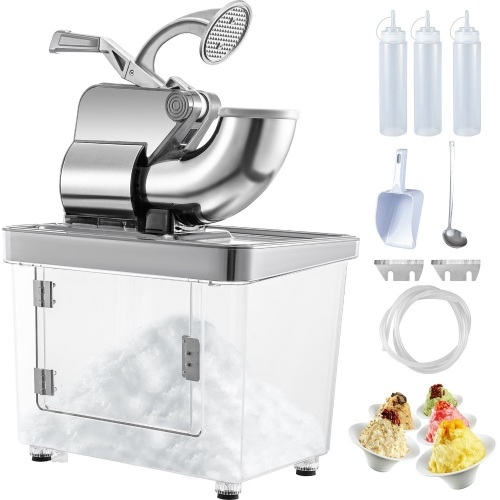 VEVOR 110V Commercial Ice Crusher 440LBS/H, ETL Approved 300W Electric Snow Cone Machine with Dual Blades, Stainless Steel - Lot 76