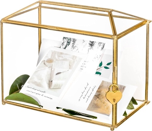 NCYP Gold Glass Geometric Decorative Box, Large Clear Terrarium  - Lot 532