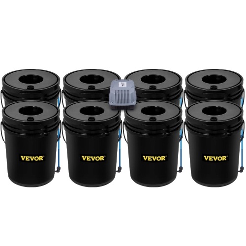 VEVOR DWC Hydroponic Bucket System, 5 Gallon 8 Buckets, with Pump, Air Stone and Water Level Device - Lot 55