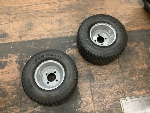 Bestauto 18X9.5-8 Golf Cart 4 Ply Tires Rim Wheel Assembly 1040LB Capacity, Set of Two - Hold Air - Lot 563