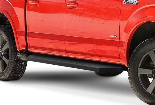APS iBoard Black Running Boards for Ford F150 2015-2023 SuperCrew Cab & F150 Lightning 2022-2023 & F-250 F-350 Super Duty 2017-2022 Crew Cab, 6in Wide Aluminum  - Lot 583